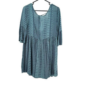 Forever‎ 21 size small blue tribal aztec print short sleeve dress